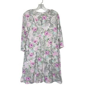 Vintage Miss Elaine Floral Nightgown Womens Medium Pockets Warm